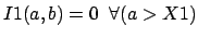 $ I1(a,b)=0 \;\; \forall (a>X1) $