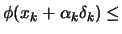 $ \phi(x_k+\alpha_k \delta_k) \leq $