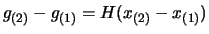 $\displaystyle g_{(2)}-g_{(1)}=H(x_{(2)}-x_{(1)})$