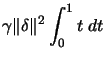 $\displaystyle \gamma \Vert \delta \Vert^2 \int_0^{1} t \; dt$