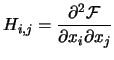 $ \displaystyle H_{i,j}=\frac{\partial^2
\mbox{$\cal F$}}{\partial x_i \partial
x_j} $